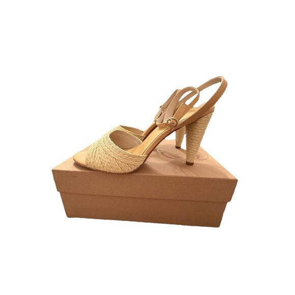 Joie Women's Natural Tan Leather Calan Raffia Ankle Strap Heel Sandals Size 11 - Picture 3 of 9